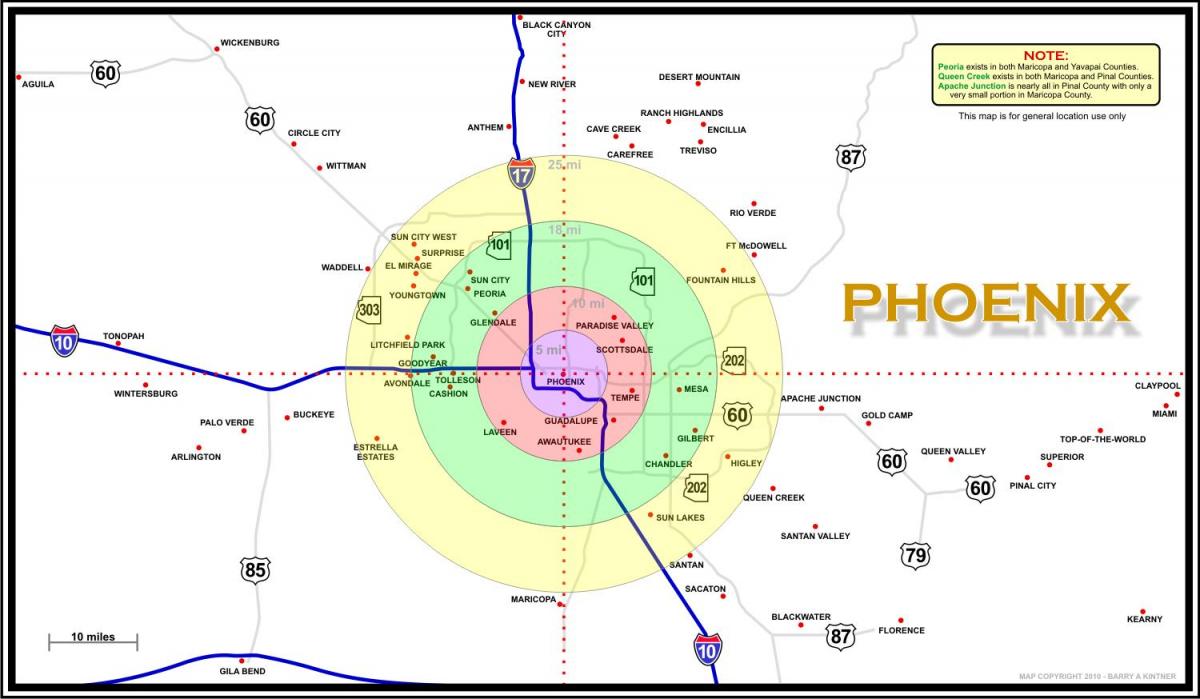 kartta Phoenix area