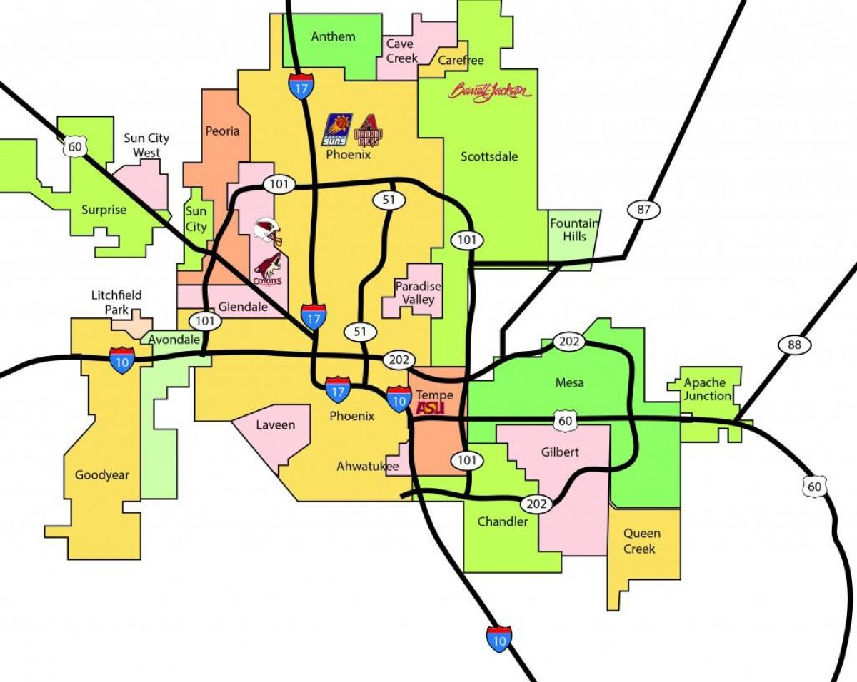 Phoenix metron alueella kartta