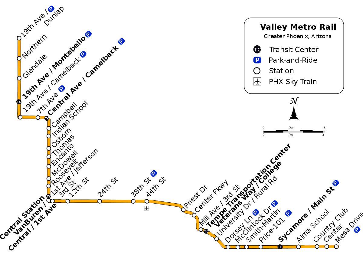 Valley metro reittikartta