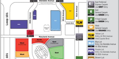 Pysäköinti kartta-university of Phoenix stadium